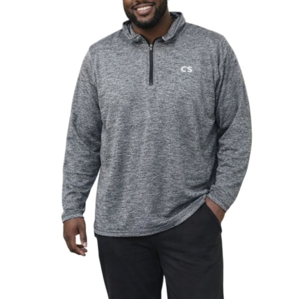 Cougar Sport Mens XL Athletic Shirt Gray Heather Half-Zip Pullover Long Sleeve